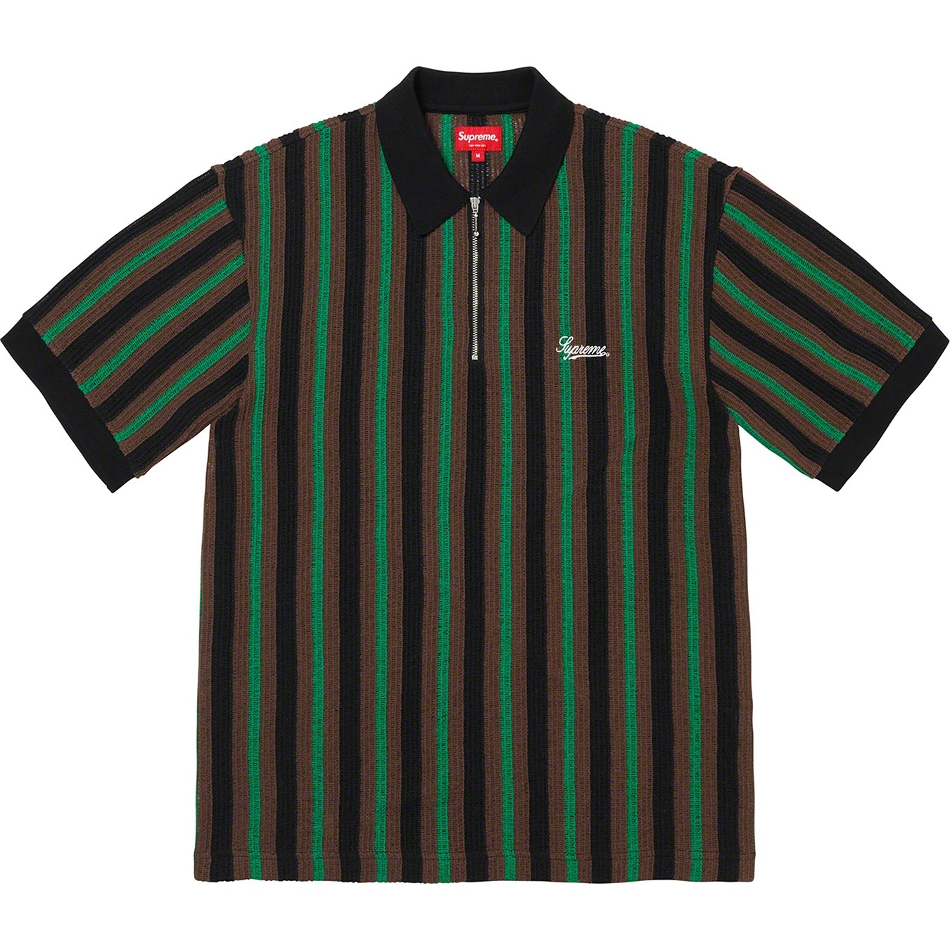Open Knit Stripe Zip Polo view 5